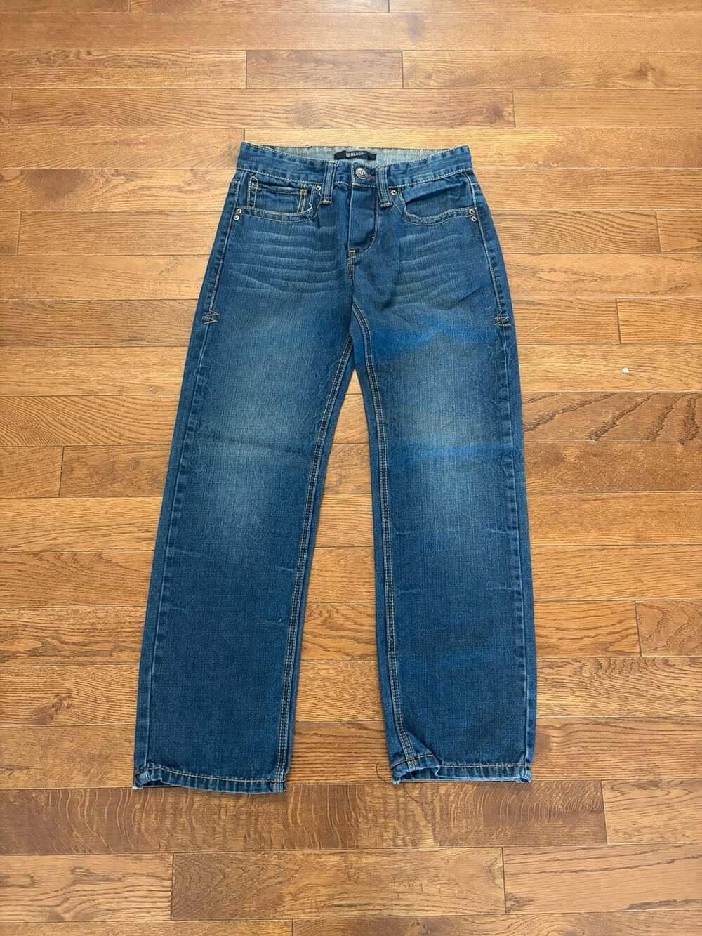 Black Jeans Size 29/30 Dark Wash Wide Leg Distressed Y2K